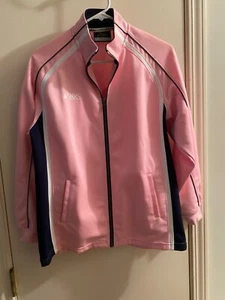ASICS NWOT Women's Fashion Competition Jacket XLarge $58 Excellent Pink & White - Picture 1 of 7