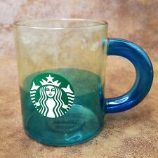 Starbucks Summer 2021 Sea Green Ocean Blue Glass Coffee Mug Cup Handle 12 oz