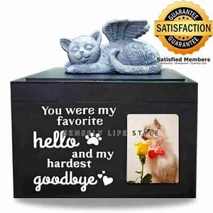US Pet Urn for Cat Ashes Memorable Wooden Box Memorial Gifts for Loss of Cat - Picture 1 of 13