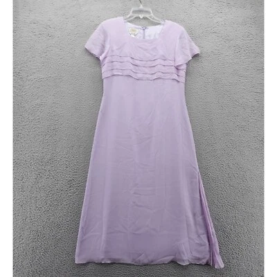 Talbots Petites Dress 8 Purple Pure Silk Short Sleeve Midi Womens Formal Elegant - Image 1 of 4