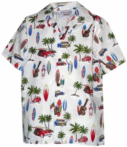 Woodie Surfboard Outing Boy's Hawaiian Shirt - Picture 1 of 3