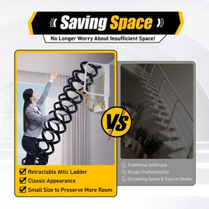 Wand Klappleiter Loft Treppe weiß Dachboden Treppe herunterziehbar 12 Stufen - Bild 1 von 7