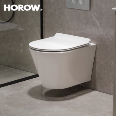 Wand Hänge WC Toilette eckig mit Toilettendeckel und Lotuseffekt Soft-Close sitz - Bild 1 von 4