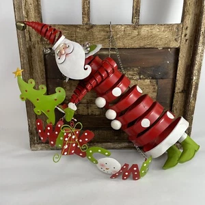 Vintage Weihnachtsmann Metall Weihnachtsdeko hängend Willkommen Frühling Schild 18 Zoll - Bild 1 von 8