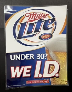 Miller Lite Under 30? We I.D. Behind The Counter Laminate Sign With Adhesive New - Picture 1 of 4