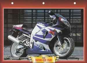 CARTE FICHE MOTO .  SUZUKI  GSX  750 R .    FICHE NEUVE - Picture 1 of 1
