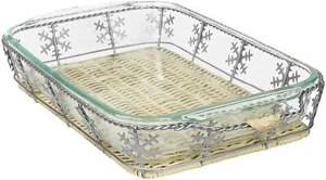 Pyrex Serviergeschirr 2 Stück Korb Servier Set 3 Quart Limited Edition Schneeflocke NEU - Bild 1 von 3