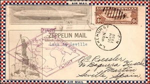 Scott C14 $ 1,30 Graf Zeppelin Flugabdeckung AC Roessler Siegel - Bild 1 von 2