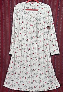 Secret Treasures Nightgown Red Cardinals allover SOFT Fleece Velour L(12-14) LS - Picture 1 of 12