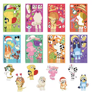 Bluey Anime Puzzle Aufkleber Kinder Puzzle Zum Selbermachen Spielzeug Machen Sie ein Gesicht Aufkleber 8 Teile - Bild 1 von 15
