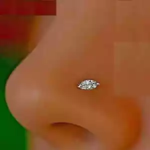 Women's Nose Pin 14k White Gold Plated Lab-Created Diamond Marquise Cut 0.20Ct - Picture 1 of 3