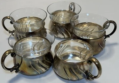 ☕️ Portavasos antiguos de plata Carl Becker de 5 piezas 835 WIB (Carpeta William años 1890) Foto 1 de 4