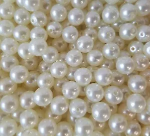 100 pcs Ivory Loose Artificial Plastic Pearls Pastel 10mm Round Craft Beads - Picture 1 of 2