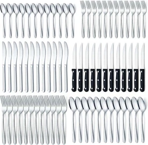 72Pcs Silverware Set Stainless Steel Flatware Set for 12 Cutlery Kitchen Utensil - Picture 1 of 7