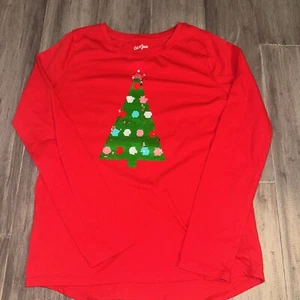 Cat & Jack Girl's Flip-Sequin Holiday Christmas Tree Cotton Blend Shirt XL 14-16 - Picture 1 of 6