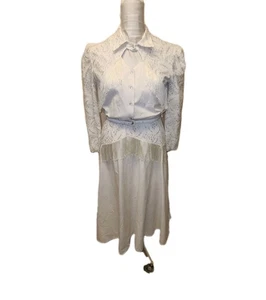 Lilia Smitty Vintage Westernkleid 11/12 creme Rodeo Fransen/Spitze Cowgirl * guter Zustand - Bild 1 von 11