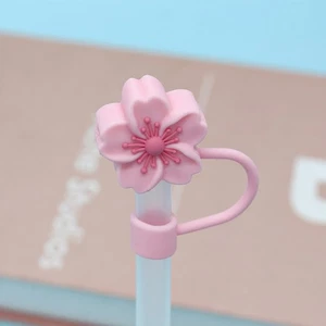 Silicone Lid for Straws Cute Straw Covers Cap Reusable Flower Set 10mm - Picture 1 of 18
