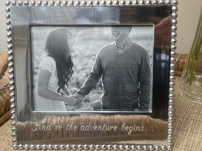 Mariposa And So The Adventure Begins Silver Beaded 5X7 Frame New w/o box - Image 1 of 4