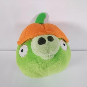 Green Pig Pumpkin Hat Angry Birds 5" Plush 2011 Commonwealth No Sound - Picture 1 of 8