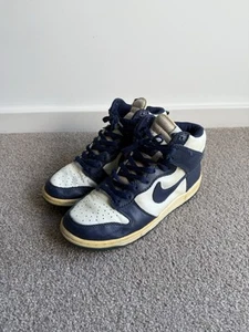 NIKE DUNK HIGH MIDNIGHT NAVY US SIZE 8.5 SNEAKERS BLUE WHITE - Picture 1 of 6