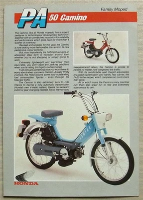 HONDA PA50 Camino Moped Motorcycle Sales Specification Leaflet c1984 - Image 1 of 2