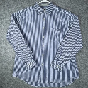R & G London Hemd Herren X-Large Button Down Kleid blau weiß gestreift Baumwolle - Bild 1 von 15