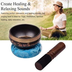Tibetan Singing Bowl Set With 9.5cm/3.7inch Handmade Metal Sound Bowl & Soft - Bild 1 von 11