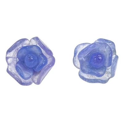 Pendientes piercing Chanel camelia plata azul 01P 116035 Foto 1 de 4