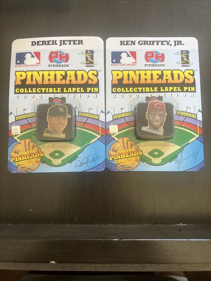 (2)Vintage 2000 Ken Griffey Jr  & Derek Jeter Pinheads Collectable Lapel Pins - Image 1 of 1