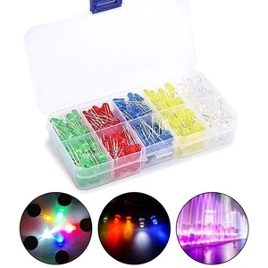 300 Pcs LED Diode Set with Green Red Blue Yellow White Colors Materials - Picture 1 of 12