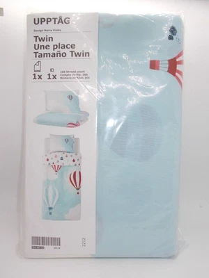 Juego de Funda Nórdica Ikea TWIN Upptag Azul con Globos de Aire Caliente NUEVO Foto 1 de 3