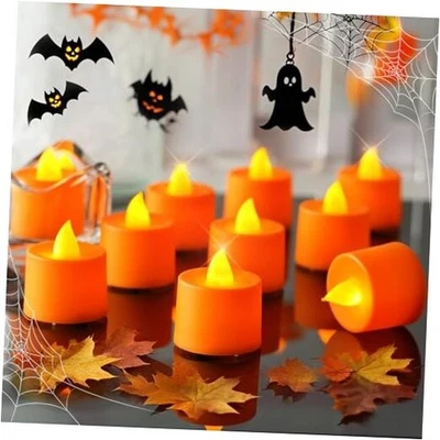  Luces LED de té de Halloween, velas votivas sin llama batería paquete de 24 naranja Foto 1 de 4