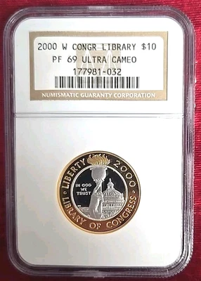 2000-W Library of Congress $10 Bi-Metal Proof-69 NGC Commemorative Coin - Image 1 of 4