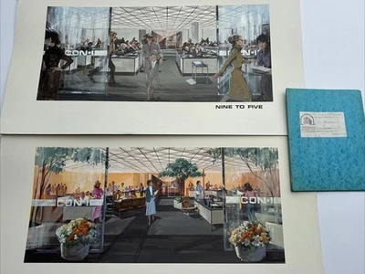 ILUSTRACIÓN DE PINTURA VINTAGE AÑOS 70 OFICINA NUEVE A CINCO PANTALLA JUEGO DISEÑO Foto 1 de 4