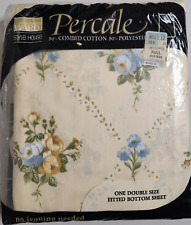 NEW Vintage Montgomery Ward Yellow Floral Trellis Rose Fitted Sheet FULL Percale