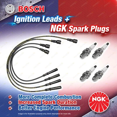 4 x NGK Spark Plugs + Bosch Ignition Leads for Holden Rodeo TF TFR16 TFR30 LPG - image 1 of 2