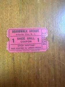 skee- ball Vintage coupons Atlantic City New Jersey Boardwalk Arcade - Picture 1 of 2
