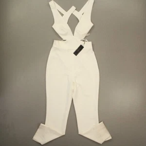 BCBG Maxazria Cut-out Open Back Jumpsuit Women Size Small Off White Bachelorette - Picture 1 of 10