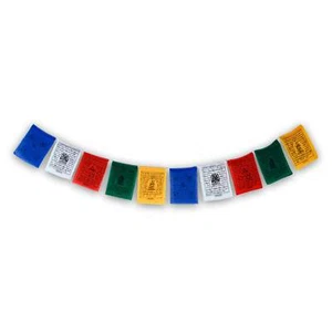 Tibetische Gebetsfahnen Medizin Buddha Mantras Bunt Mini ca 100cm Tibet OM - Bild 1 von 1