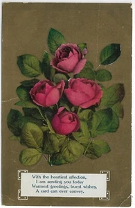 ANTIGUA Postal Rosas Rojas 1909 - Imagen 1 de 2