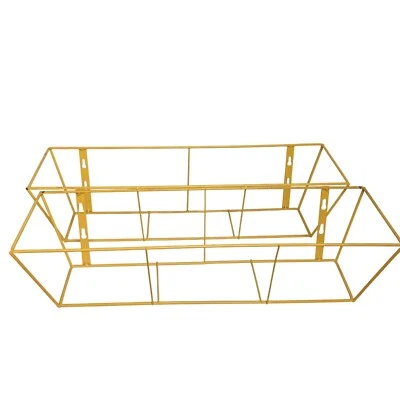 Vintage Yellow Metal Window Box Wall Mount Planter Flower Pot Holders Set of 2 - Image 1 of 4