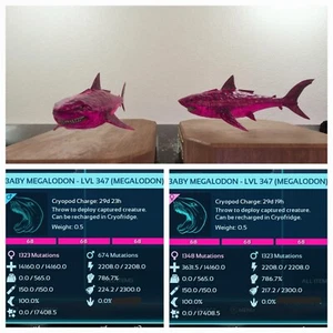 ARK ASCENDED PVE OFFICIAL PAIR BABY MEGALODON PINK ID68 HIGH STATUS PC/XBOX/PS5 - Picture 1 of 4
