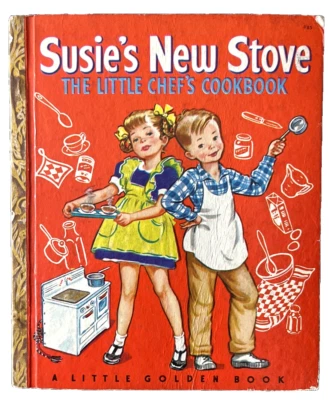SUSIE'S NEW STOVE, CHEF'S COOKBOOK ~ vintage 1st "A" ed. Little Golden Book #85 - Image 1 of 4