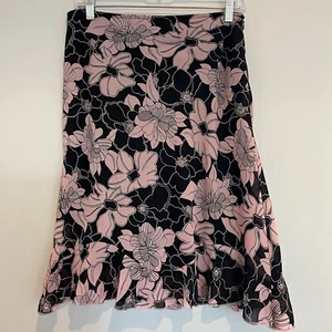 Vintage Worthington Y2K A-Line Skirt Women’s 12 Brown Pink Floral Low Rise - Picture 1 of 5