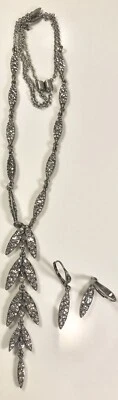 CHLOE & ISABEL SILVERTONE CRYSTAL LEAF DANGLE SET (C304A) - Image 1 of 4