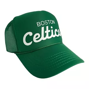 NUEVO BOSTON CELTICS SPORTS SCRIPT SOMBRERO VERDE 5 PANELES CORONA ALTA CAMIONERO SNAPBACK - Imagen 1 de 3