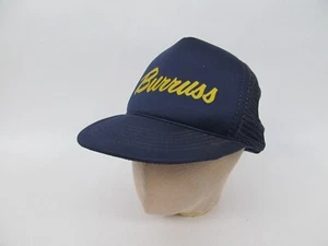 Vintage Burruss Blue Trucker Hat Mesh Padded Snapback - Picture 1 of 3