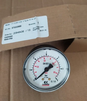 Camozzi pressure gauge M063-P06. 0-85 psi. 0-6 bar. Free shipping - Image 1 of 2