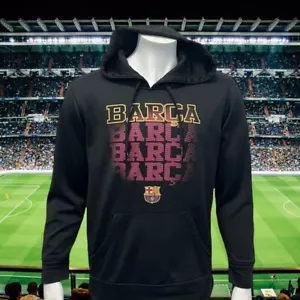 FCB Barcelona Barca Black Pullover Hoodie Sweater Soccer Football Size Medium - Picture 1 of 11