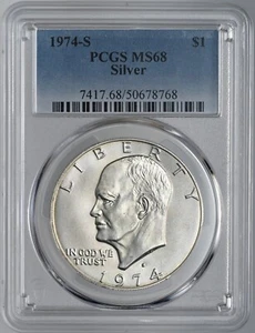 1974-S  $1 EISENHOWER IKE SILVER DOLLAR SAN FRANCISCO MINT PCGS MS68 #50678768 - Picture 1 of 4
